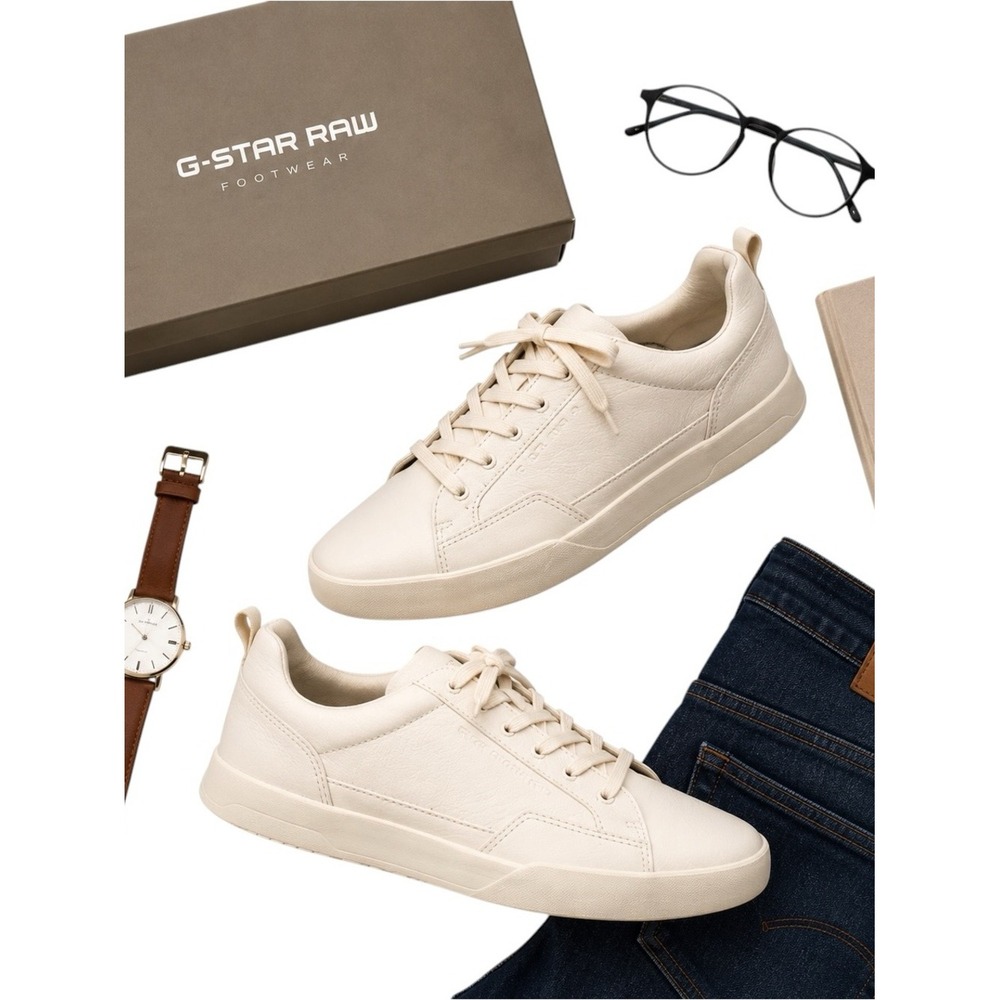 G-Star RAW Rackam Core White Nubuck Leather Sneakers Men's 13 EU 46 With Box GUC